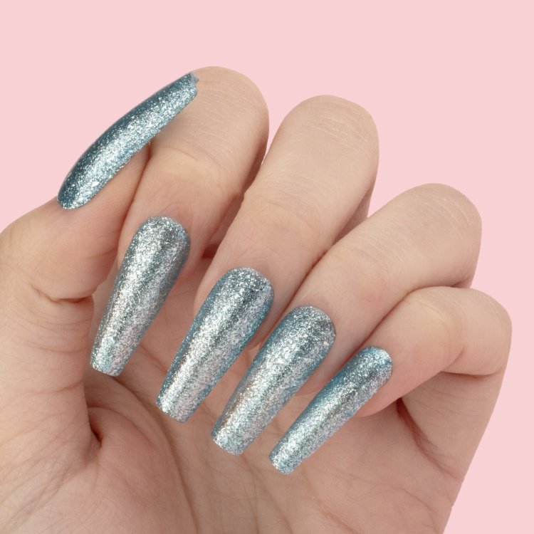 Ημιμόνιμο Βερνίκι Νυχιών Ocean Wave Νο 448 Γαλάζιο Glitter 10ml