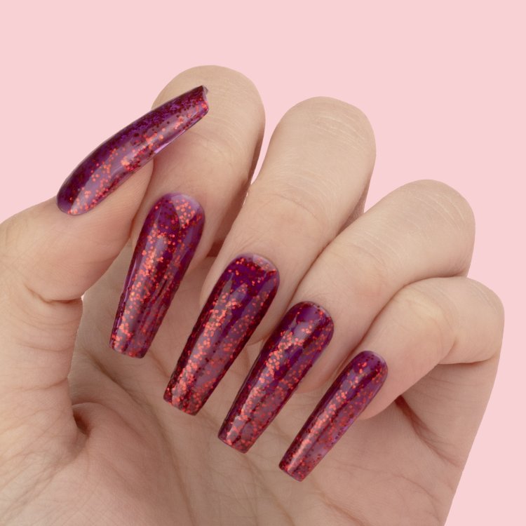 Ημιμόνιμο Βερνίκι Νυχιών Fabby Νο 453 Ροζ Μωβ Glitter 10ml