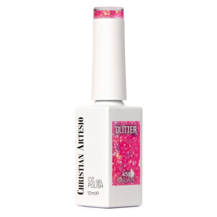 Ημιμόνιμο Βερνίκι Νυχιών Milan Νο 458 Ροζ Glitter Παγιέτα 10ml