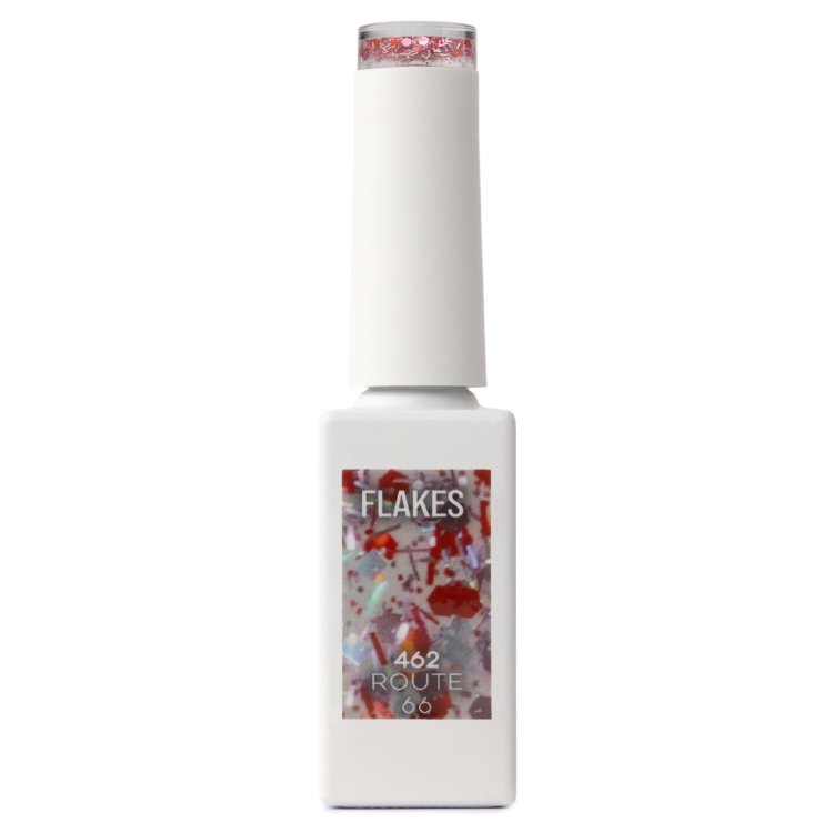 Ημιμόνιμο Βερνίκι Νυχιών Route 66 Νο 462 Διάφανο Κόκκινο Παγιέτα Flakes 10ml