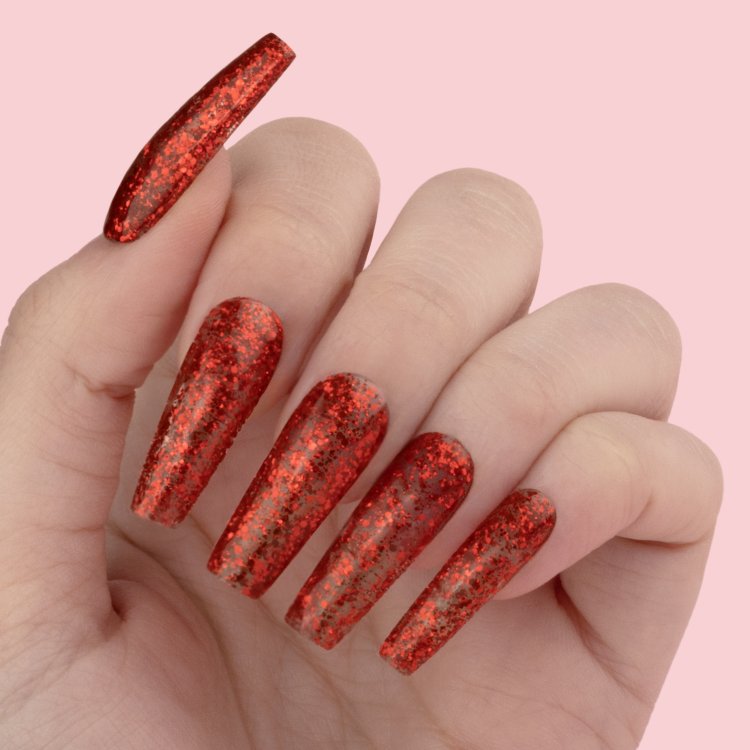 Ημιμόνιμο Βερνίκι Νυχιών Dallas Νο 472 Κοκκινο Glitter Παγιετα 10ml