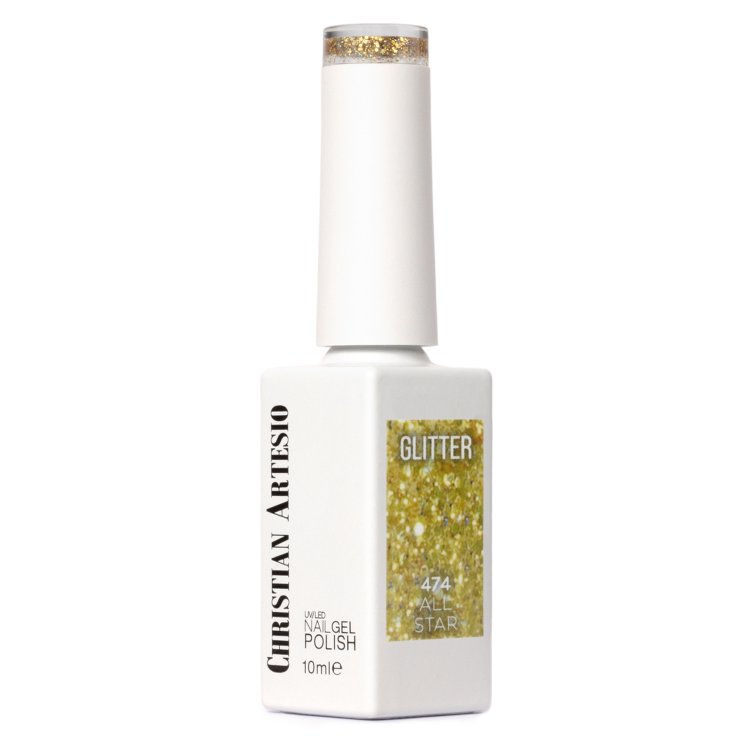 Ημιμόνιμο Βερνίκι Νυχιών All Star Νο 474 Χρυσό Glitter 10ml