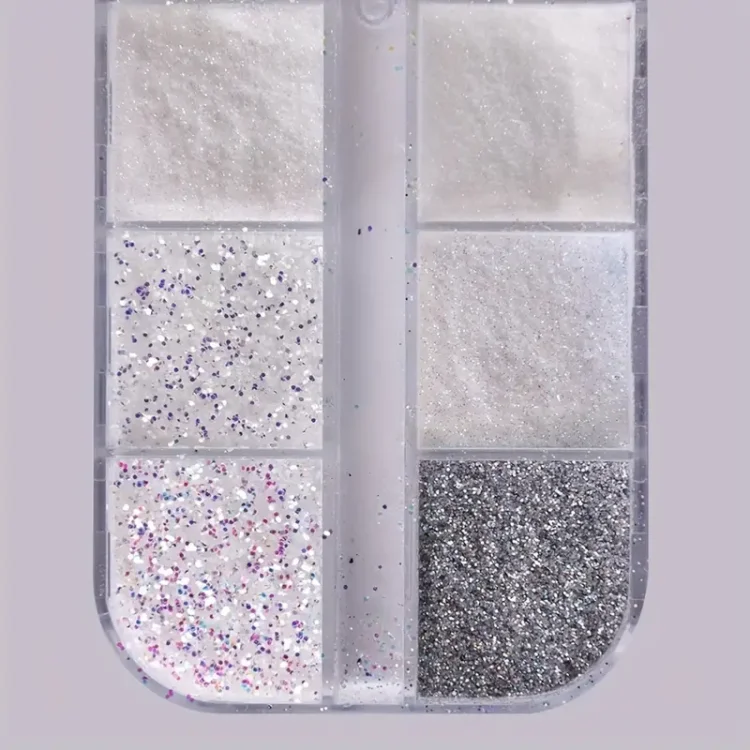 Σετ 12 Λευκές Σκόνες Glitter για Νύχια – Ιριδίζουσα & Ματ Πούδρα για Sugar Effect, Babyboomer & Νυφικό Μανικιούρ