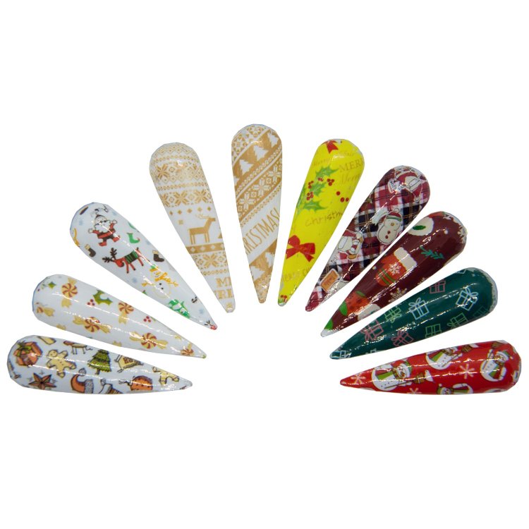 Foil Νυχιών Χριστουγεννιάτικα Σετ 10τμχ