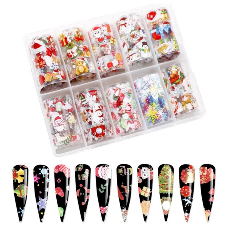 Foil Νυχιών Χριστουγεννιάτικα Σετ 10τμχ