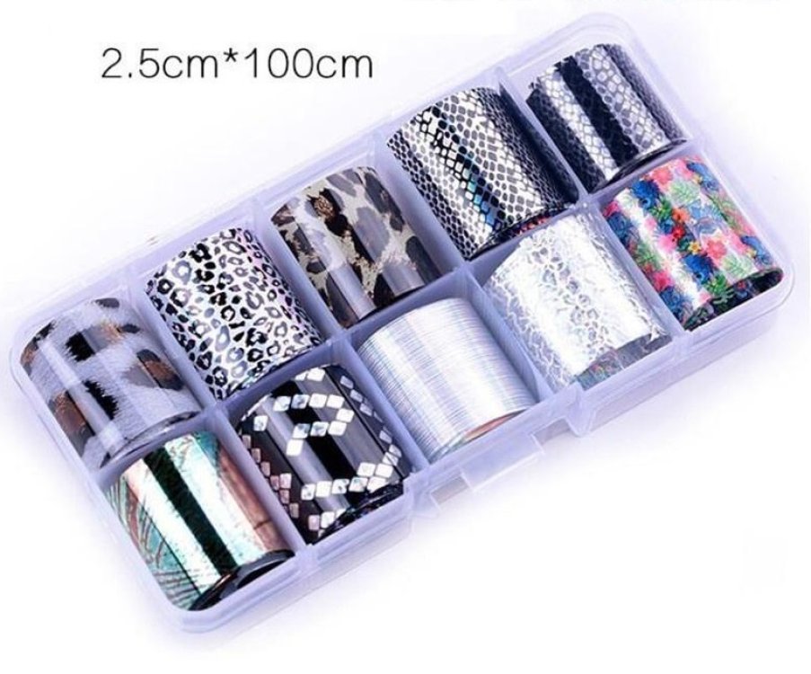 Foil Νυχιών Animal Print Φίδι Σετ 10τμχ