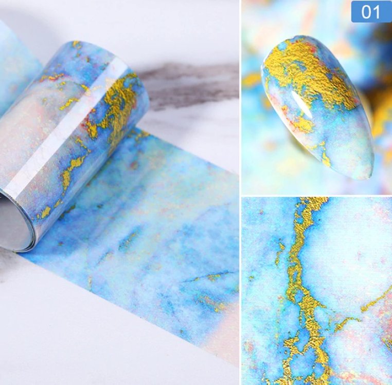 Foil Νυχιών Μάρμαρο Σετ 10τμχ