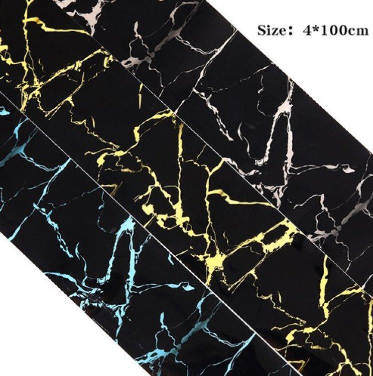 Foil Νυχιών Μάρμαρο Μαύρο - Γκρι