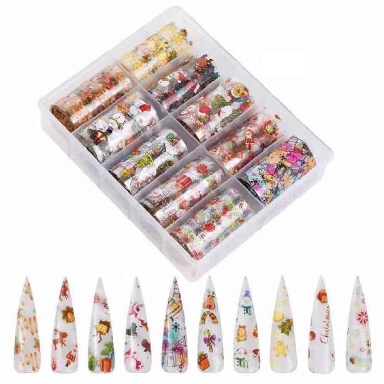 Foil Νυχιών Χριστουγεννιάτικα Σετ 10τμχ