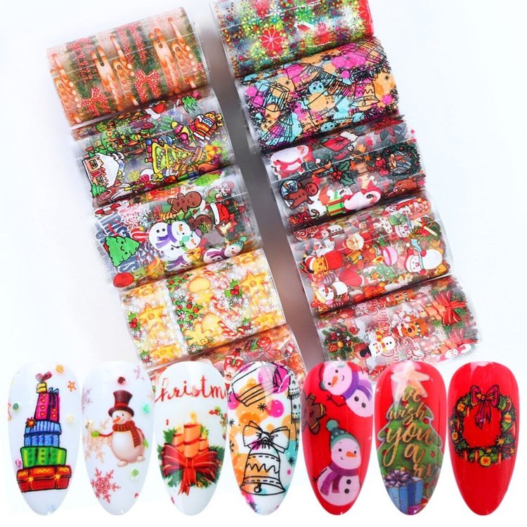 Foil Νυχιών Χριστουγεννιάτικα Σετ 10τμχ