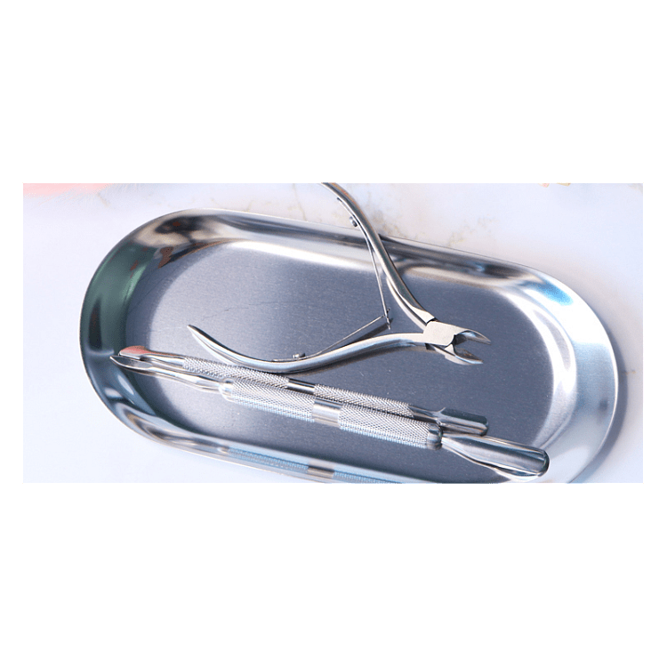 Nail Tool/Accessories Placement Plate Silver Oval Shape