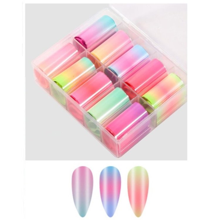 Foil Νυχιών Πολύχρωμο Νεον Σετ 10τμχ