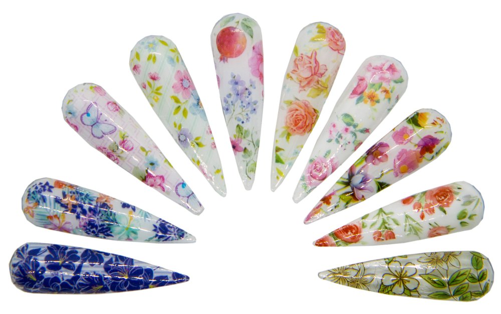 Foil Νυχιών Λουλούδια Σετ 10τμχ