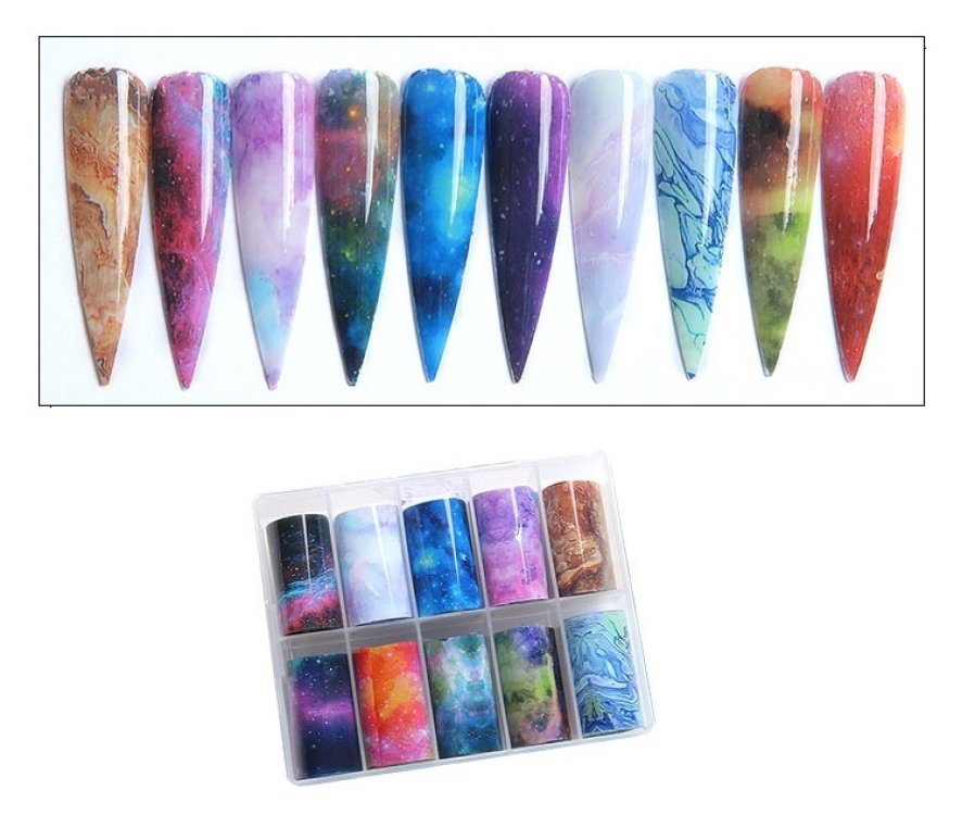 Foil Νυχιών Διάστημα Σετ 10τμχ