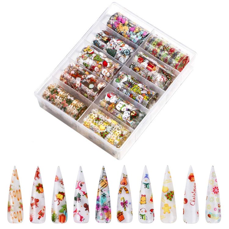 Foil Νυχιών Χριστουγεννιάτικα Σετ 10τμχ