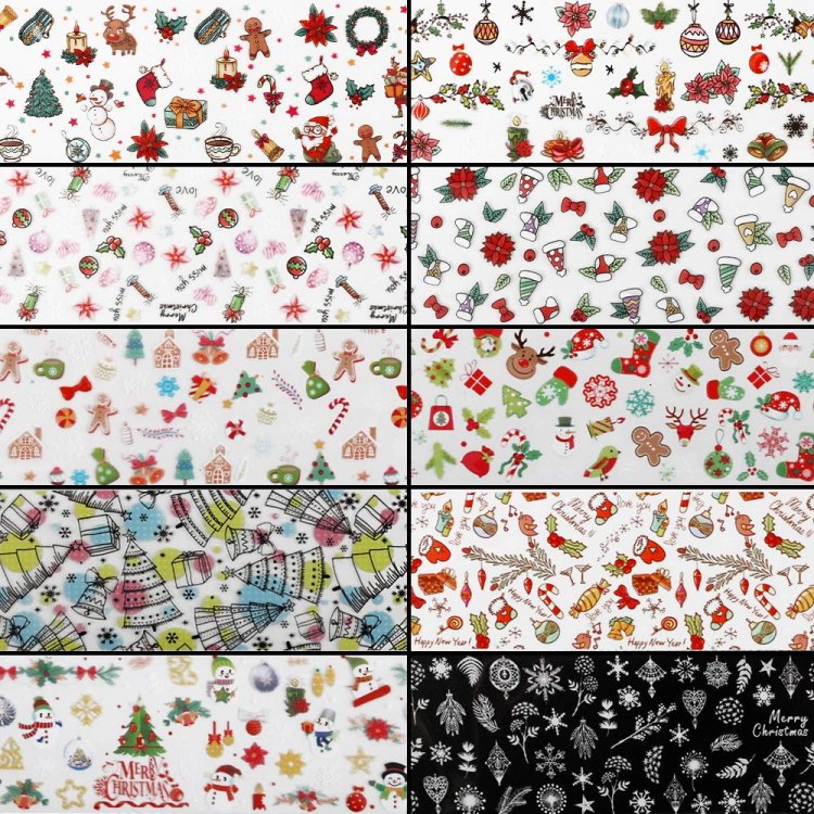 Foil Νυχιών Χριστουγεννιάτικα 10τμχ