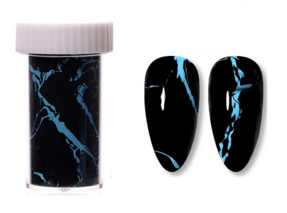 Foil Νυχιών Μάρμαρο Μαύρο - Μπλε