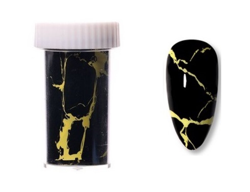 Foil Νυχιών Μάρμαρο Μαύρο - Κίτρινο