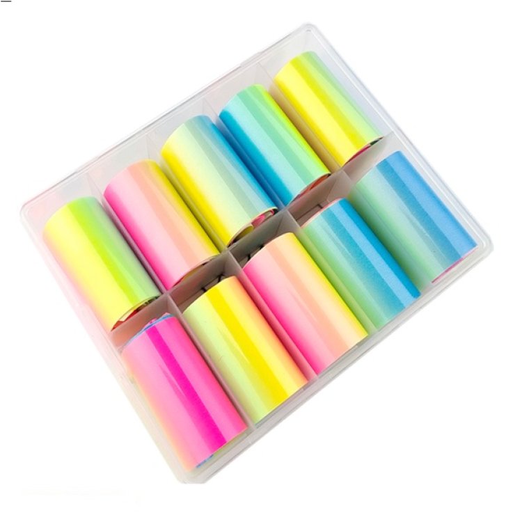 Foil Νυχιών Πολύχρωμο Νεον Σετ 10τμχ