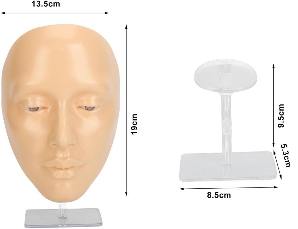 5D Πρόσωπο Σιλικόνης για Πρακτική Εξάσκηση Βλεφαρίδων και Μακιγιάζ με Βάση Στήριξης