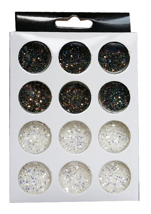 Nail Accessories Flakes White Iridescent - Black Iridescent Set 12pcs