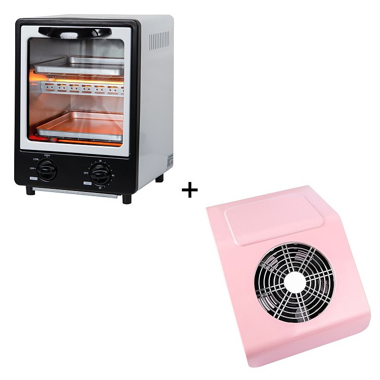 Dry Heat Sterilization Oven and Nail Duster Pink Bundle