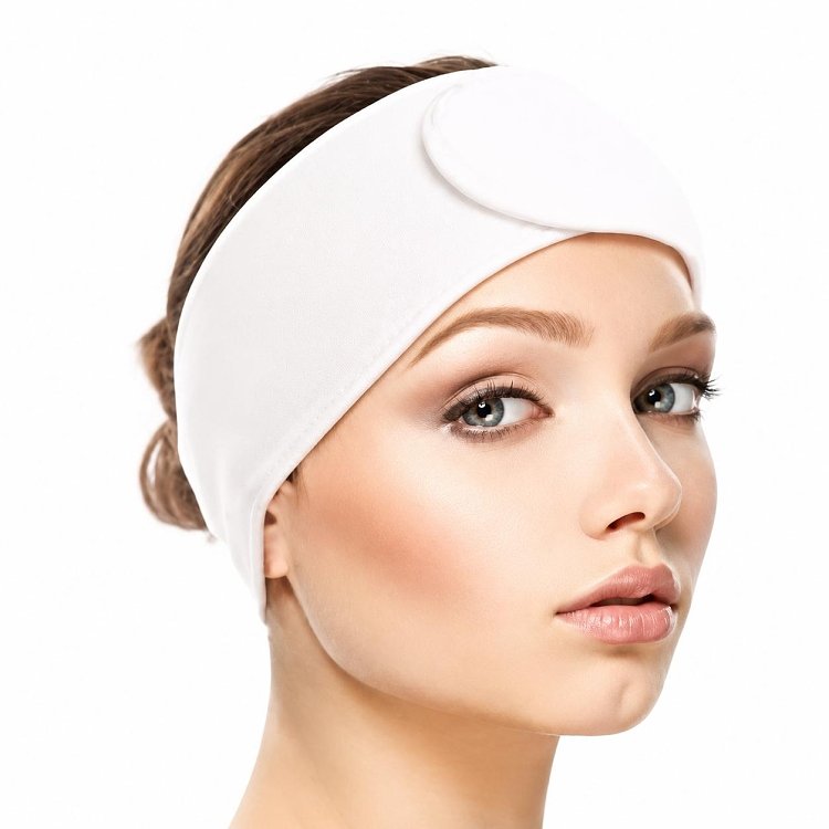 Kosmetik Haarband mit Klettverschluss Weiss