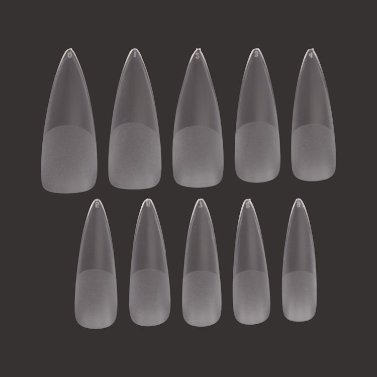 Christian Artesio Gelly Tips Stiletto Large Clear in a case of 100 pieces for professional nail extension.