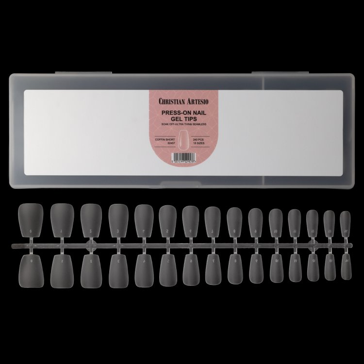 Νύχια Press-On Nail Gel Tips Πολύ Λεπτά Coffin Short Διάφανα 240 τεμ.