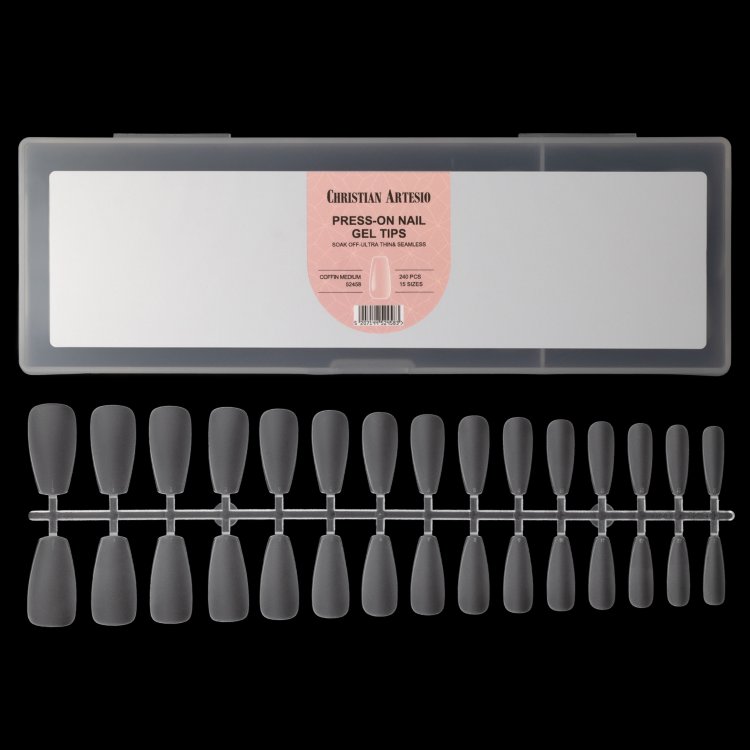 Νύχια Press-On Nail Gel Tips Πολύ Λεπτά Coffin Medium Διάφανα 240 τεμ.