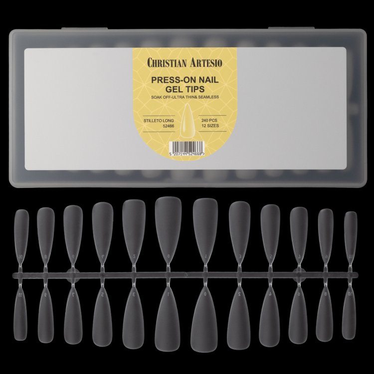Νύχια Press-On Nail Gel Tips Πολύ Λεπτά Stiletto Long Διάφανα 240 τεμ.