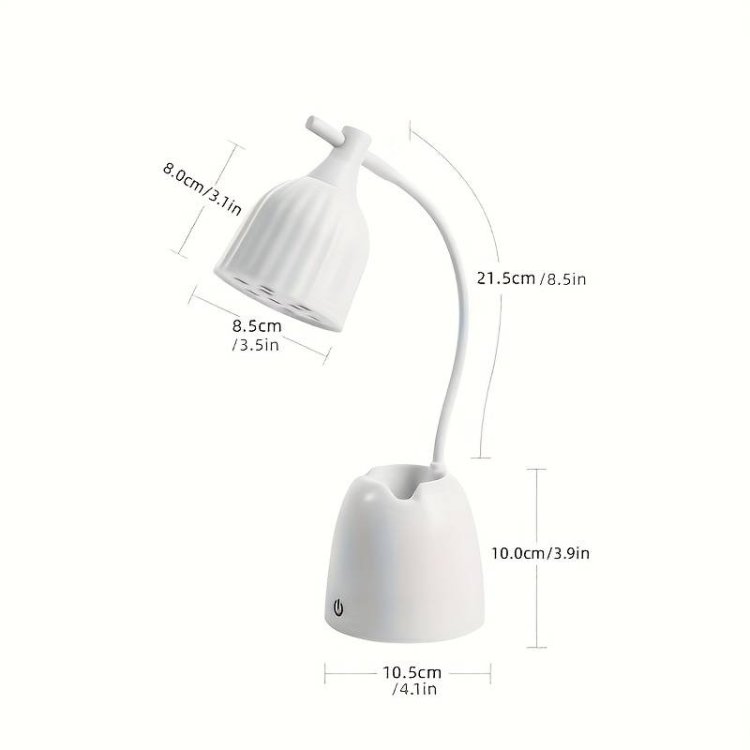 Επαναφορτιζόμενη Λάμπα Γραφείου LED με 3 Επίπεδα Φωτισμού, Βάση Κινητού & Θήκη – Ιδανική για Διάβασμα & Εργασία