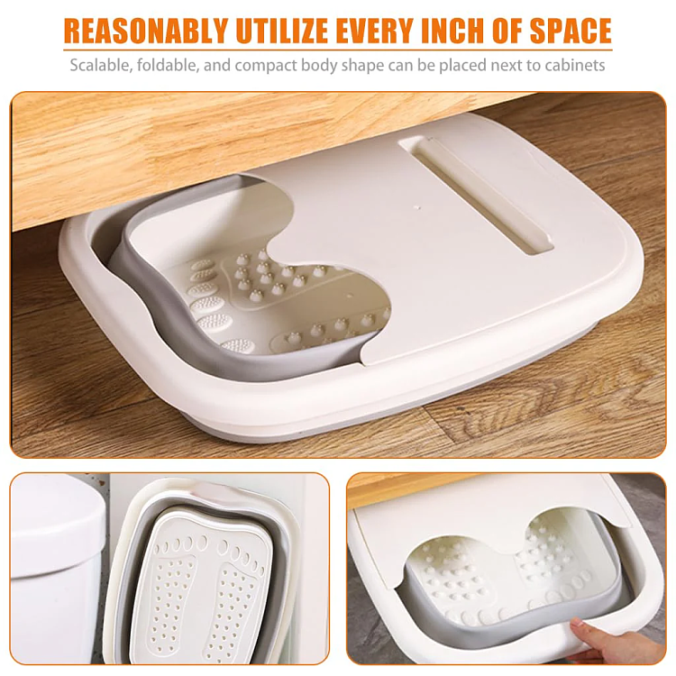 Faltbare Fussbadewanne mit Deckel & Handyhalter 40x32x17cm