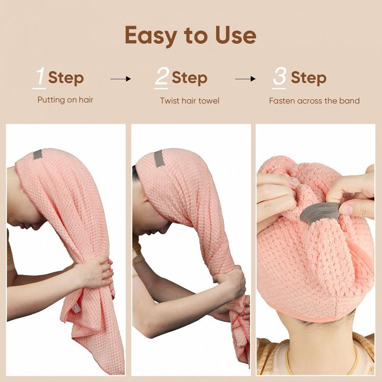 Πετσέτα Στεγνώματος Μαλλιών Microfiber Ροζ 106x57cm