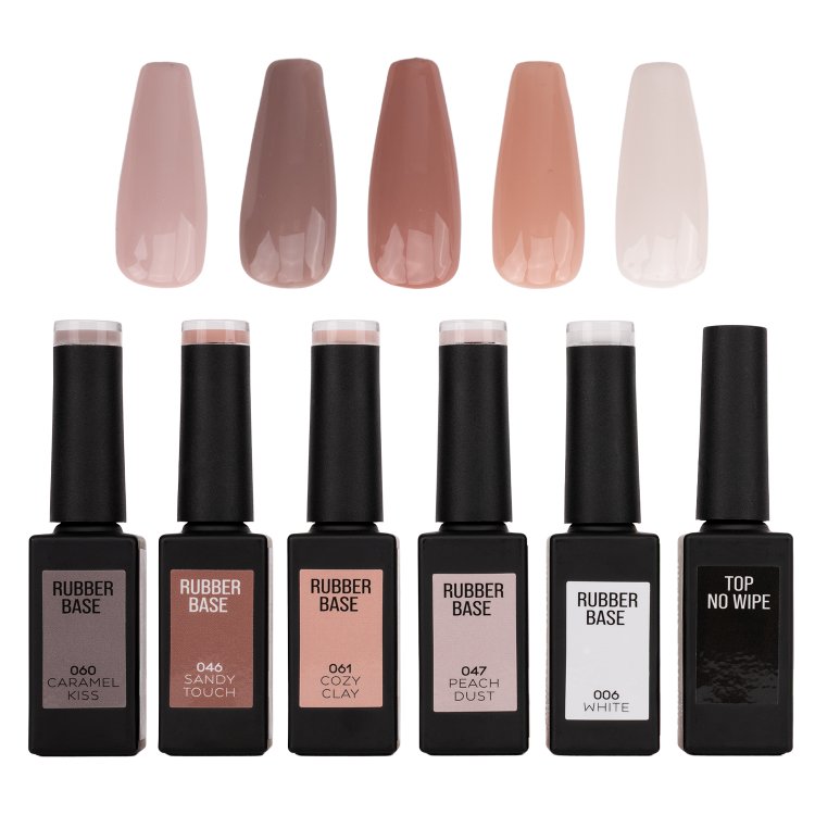 Ημιμόνιμο Rubber Base Classy Neutrals – Σετ 5 τμχ + Δώρο Top No Wipe
