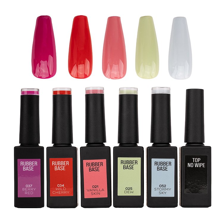 UV/LED Rubber Base Gel Eclectic Touch – Set 5 Stuck + Gratis Top No Wipe