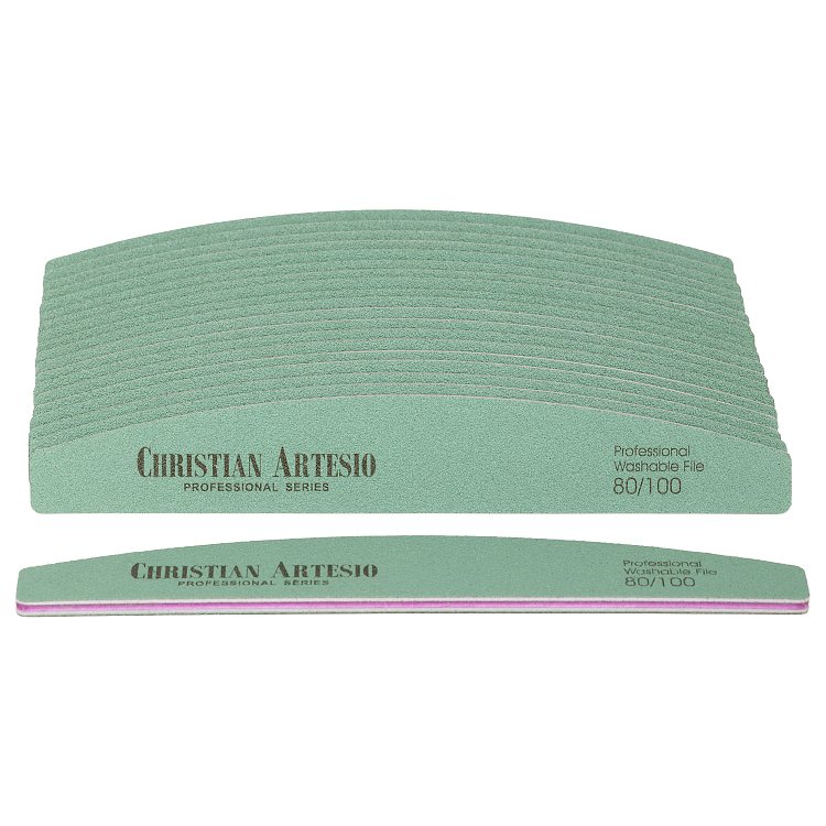 Set 20 pcs Professional Green Nail File Half-Moon 80/100