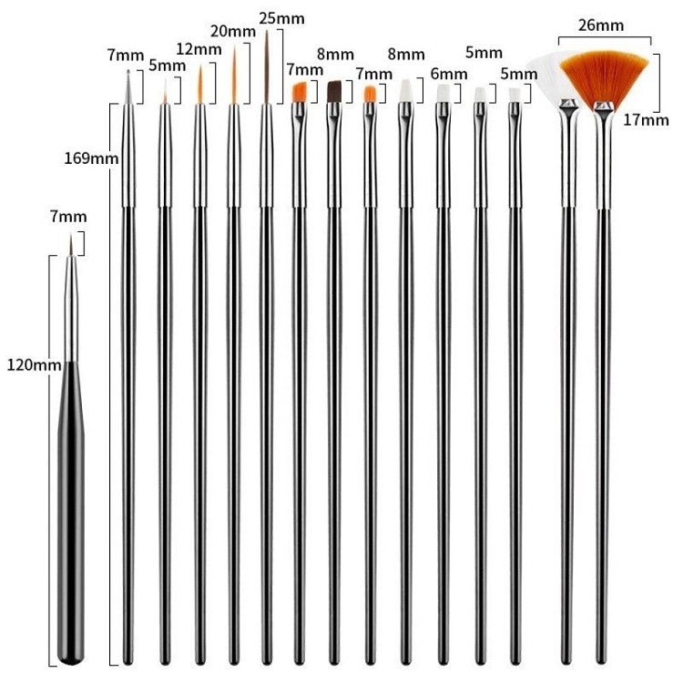 Nail Art Brush Set 15pcs