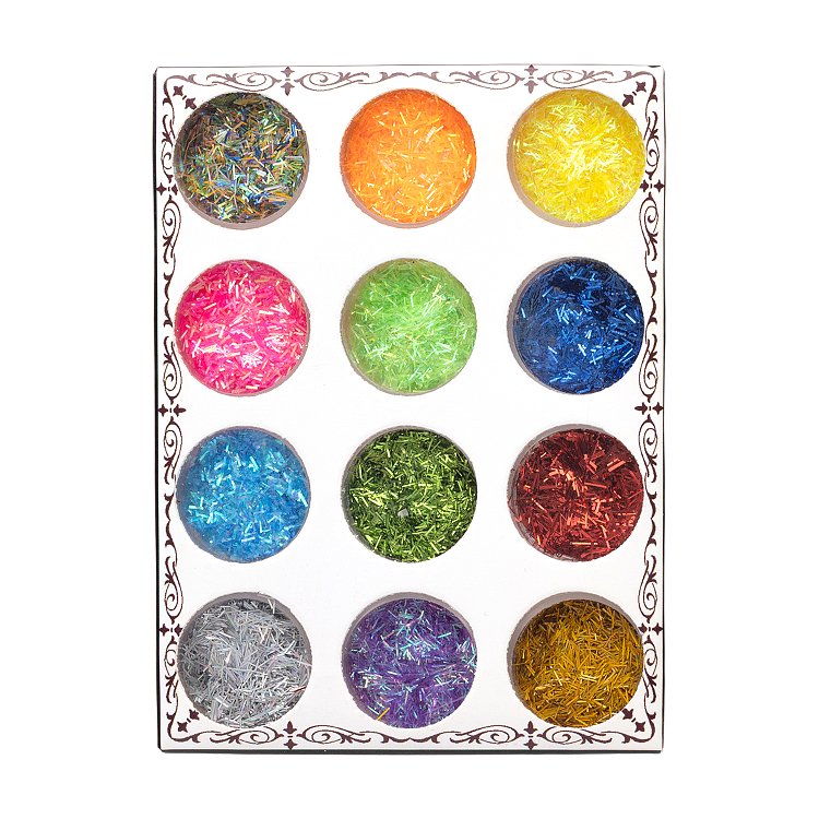 Iridescent Nail Glitter Tinsel Set – 12 Colors
