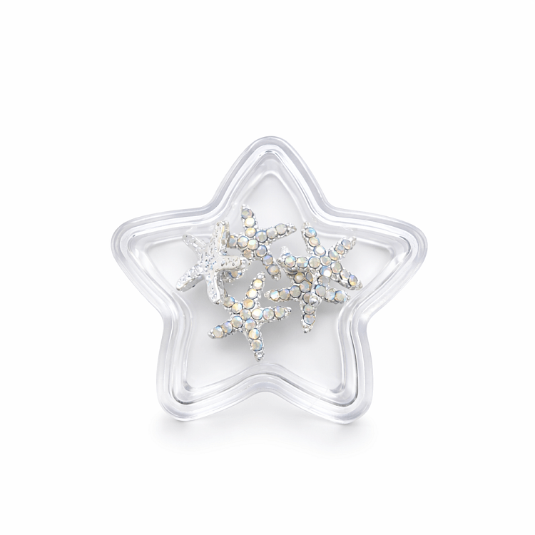 Christian Artesio silver starfish rhinestone nail art decorations 11mm set