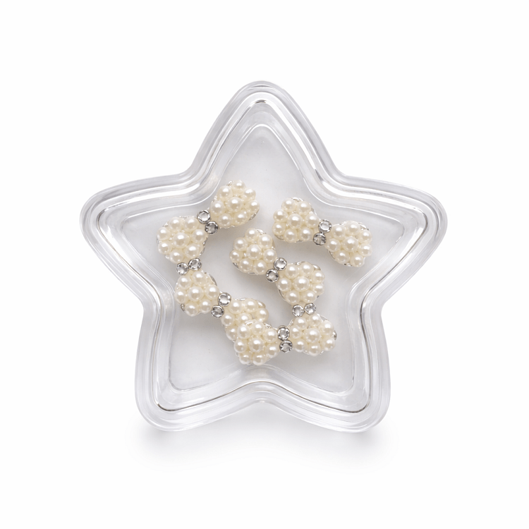 Christian Artesio pearl bow nail art decorations with rhinestones 10mm