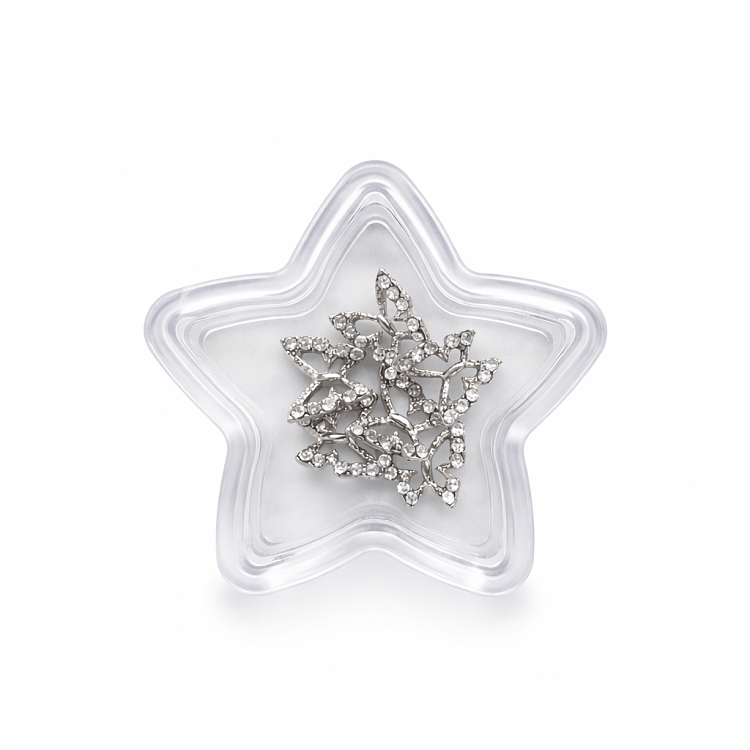 Christian Artesio silver butterfly rhinestone nail art decorations 9mm set
