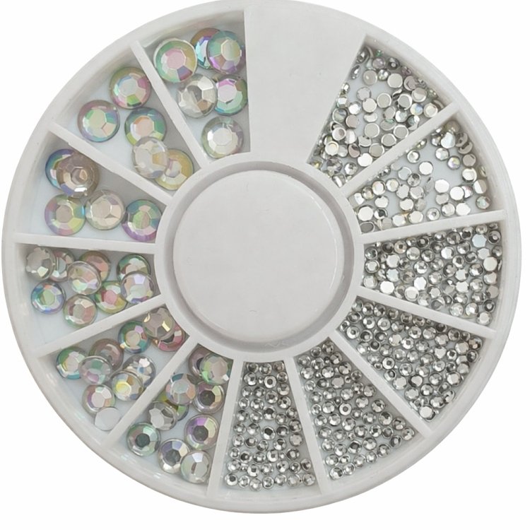 Christian Artesio strass weiß irisierend silber nail art rad set