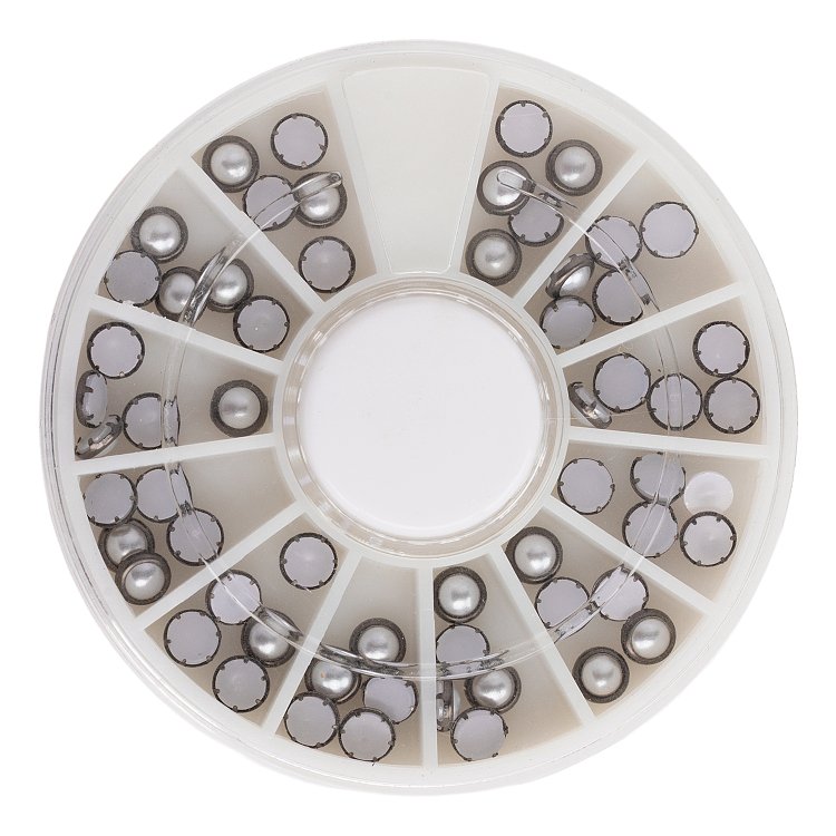 Metallic Nail Art Pearls in Wheel