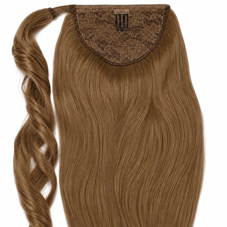 Pferdeschwanz Glatt Echthaar 60cm 100g Dunkelblond #6