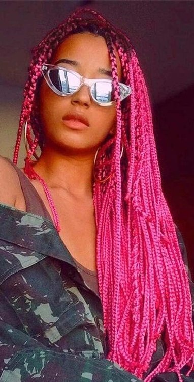 Jumbo Braid Synthetic Ombre Braun-Fuchsia #B3