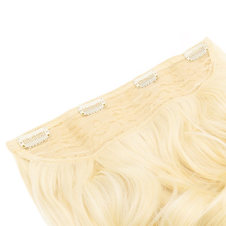 Hair Weft Synthetic HD Wavy with Clips 55cm 185g Blonde #613