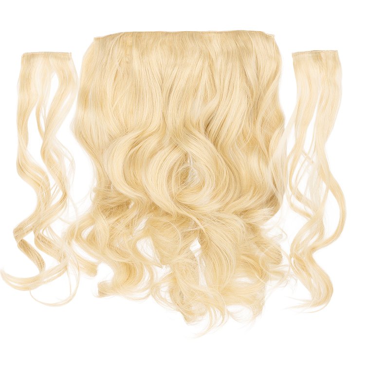 Hair Weft Synthetic HD Wavy with Clip 3 Pieces 45cm 185g Very Light Pastel Blonde #4