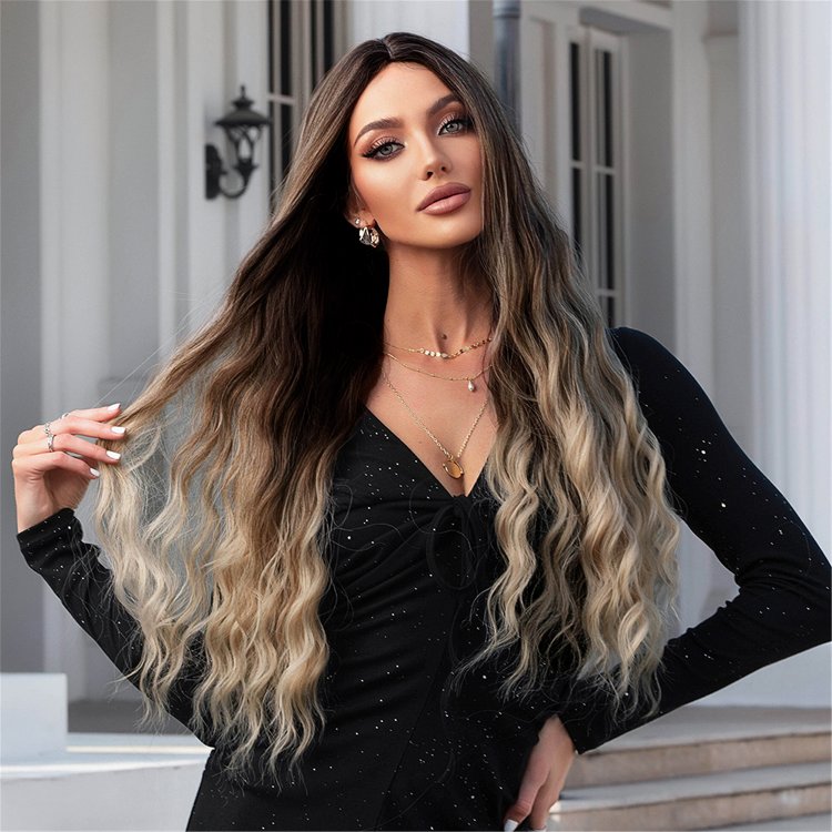 Περούκα Συνθετική Ξανθιά Όμπρε Μακριά Σγουρή