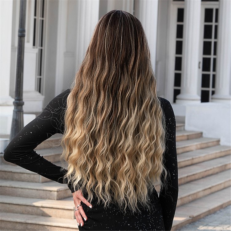 Περούκα Συνθετική Ξανθιά Όμπρε Μακριά Σγουρή